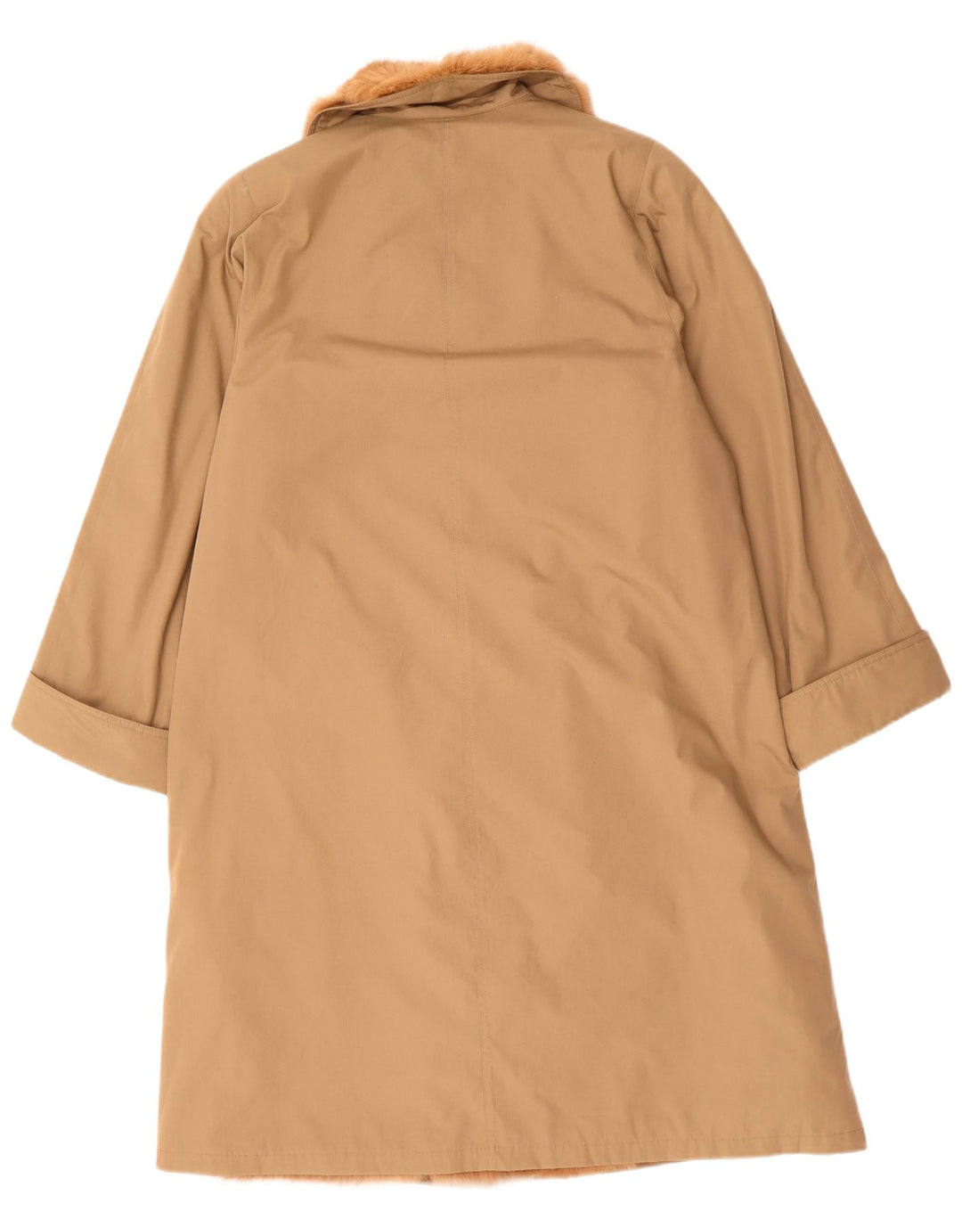 Cappotto Sherpa vintage da donna UK 14 grande poliestere beige