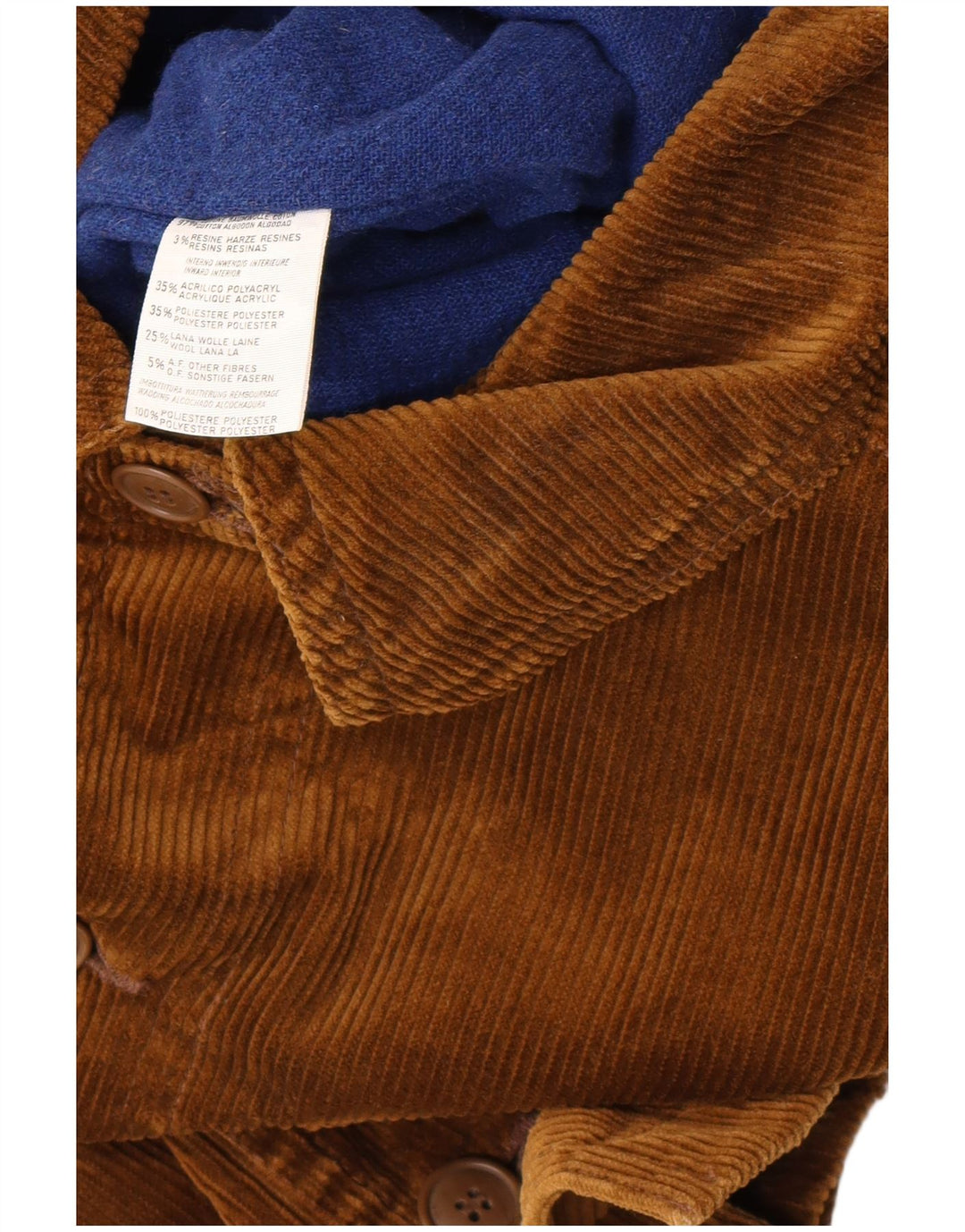 Giacca da uomo in velluto a coste Benetton UK 38 cotone kaki medio