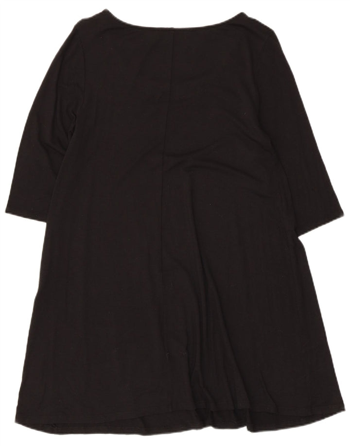 Abito a trapezio con maniche a 3/4 da donna Marks & Spencer UK 8 piccolo in viscosa nera