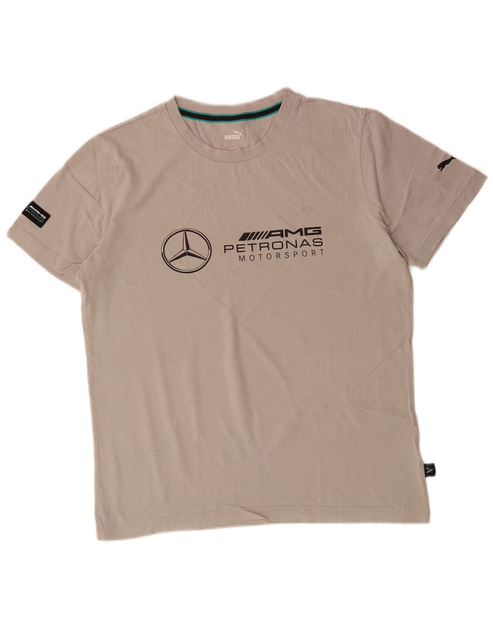 T-shirt grafica da uomo PUMA Top Small in cotone grigio