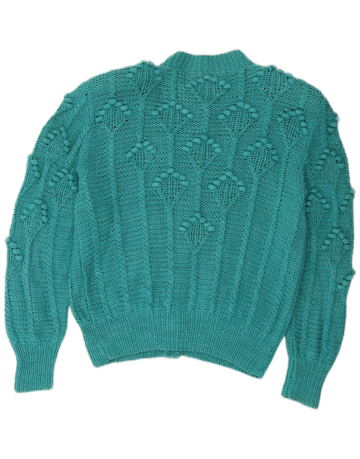 Maglione cardigan da donna vintage UK 18 XL Turchese