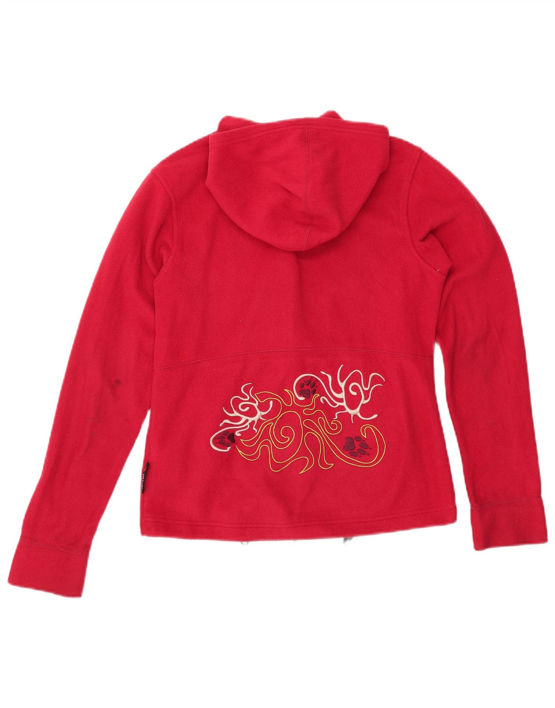 JACK WOLFSKIN Giacca in pile con cappuccio grafica da donna UK 10 piccola rossa