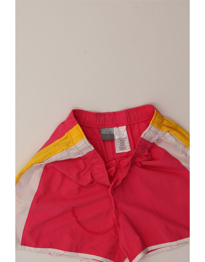 NIKE Womens Sport Shorts US 8/10 Medium Pink Colourblock Polyester Vintage Nike and Second-Hand Nike from Messina Hembry 