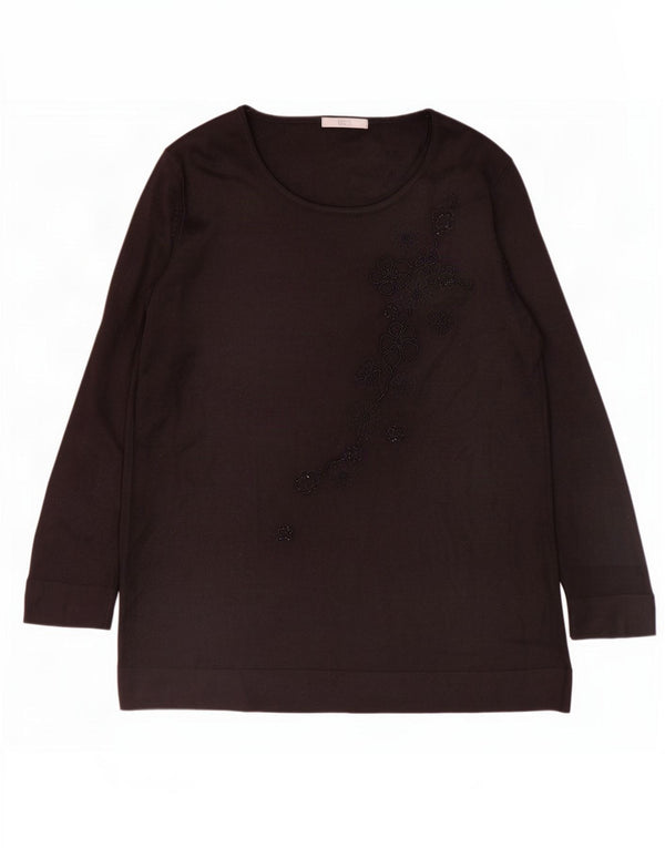 Marks & Spencer Womens Boat Neck Jumper Sweater UK 18 XL Black Floral