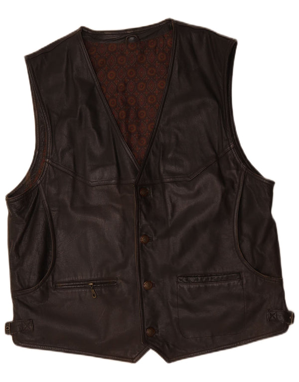 Gilet in pelle da uomo vintage IT 62 6XL Pelle marrone