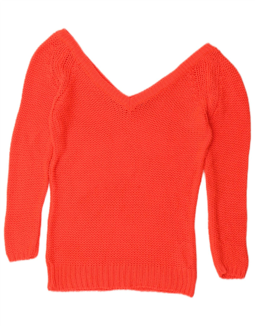 Maglione ZARA da donna con scollo a V all'uncinetto UK 12 Acrilico rosso medio