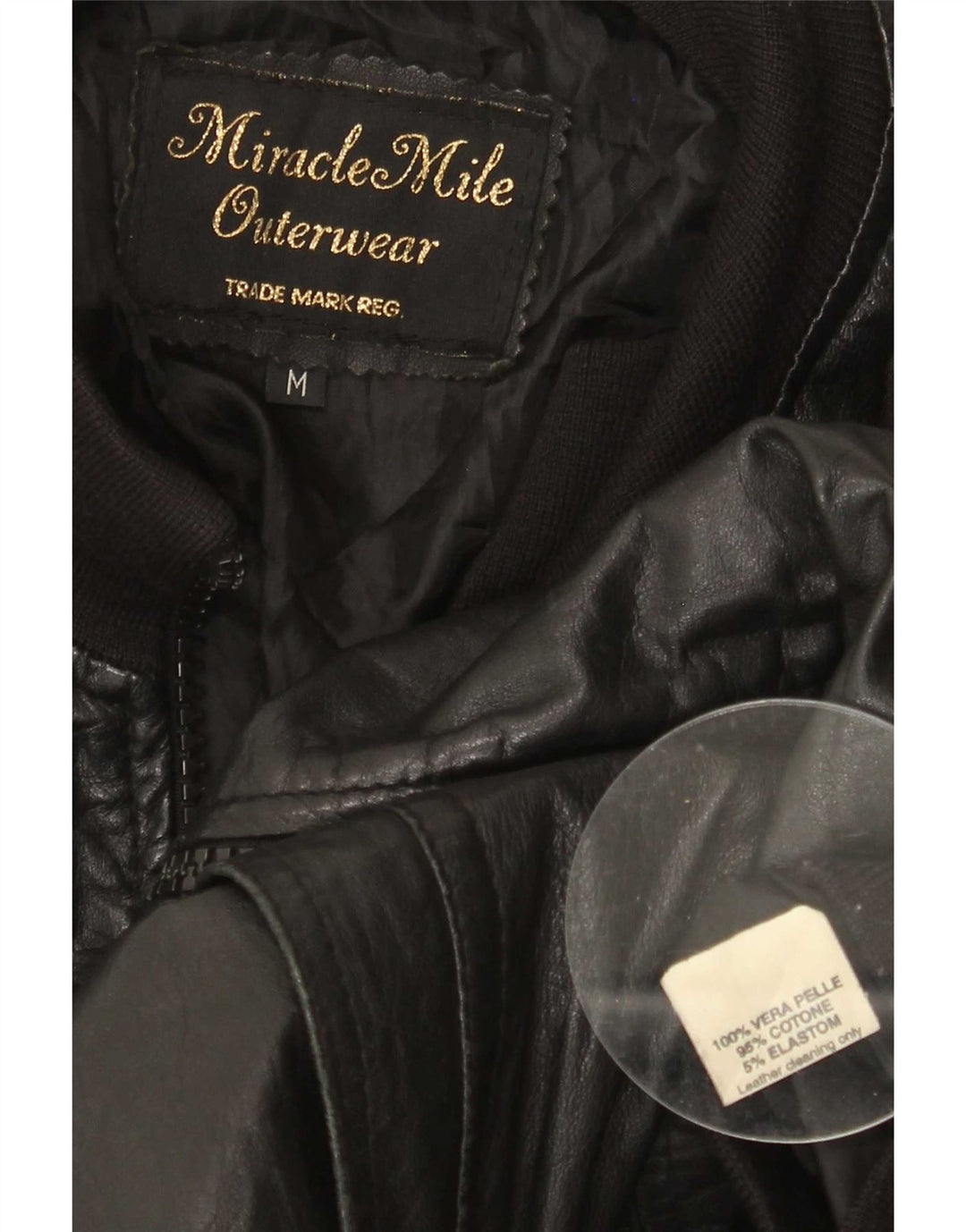 Giacca in pelle vintage da donna UK 14 media nera