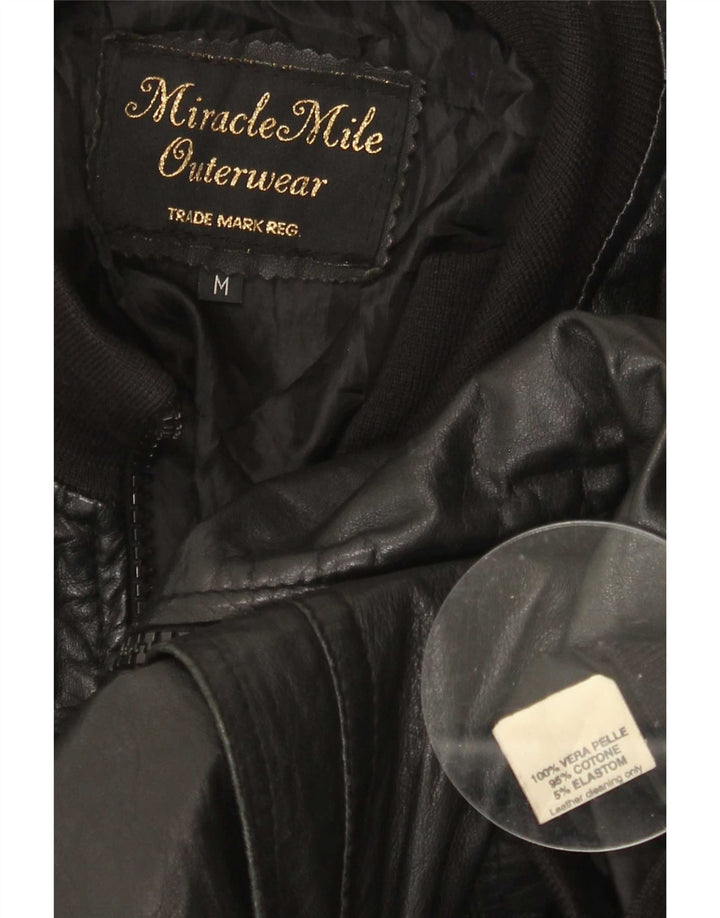 Giacca in pelle vintage da donna UK 14 media nera