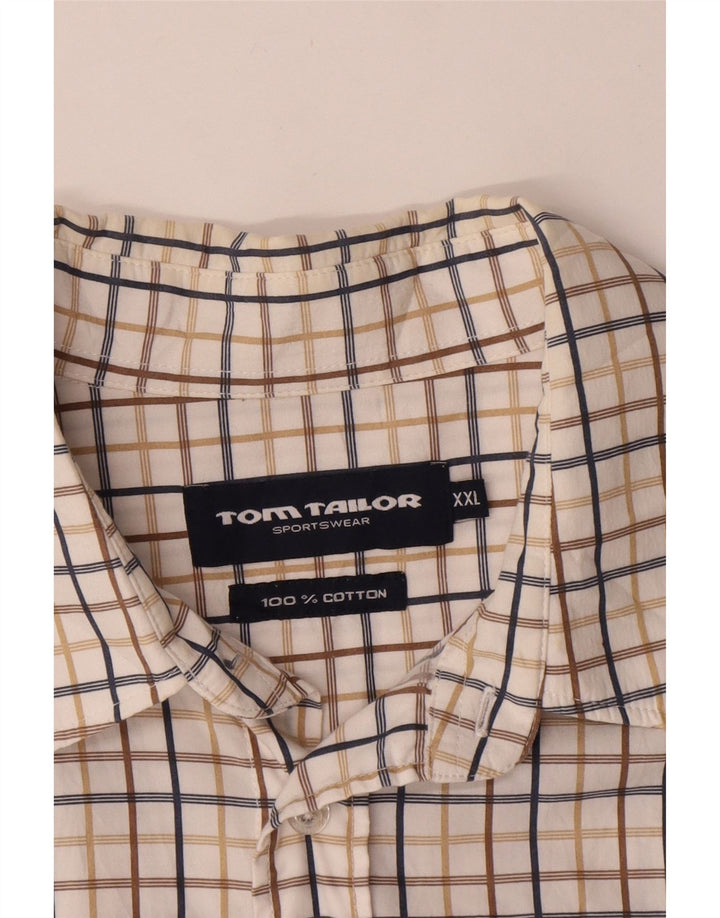 TOM TAILOR Camicia a maniche corte da uomo 2XL Cotone a quadri bianchi