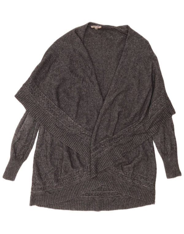 Maglione cardigan lungo da donna Jigsaw UK 10 piccolo grigio lana