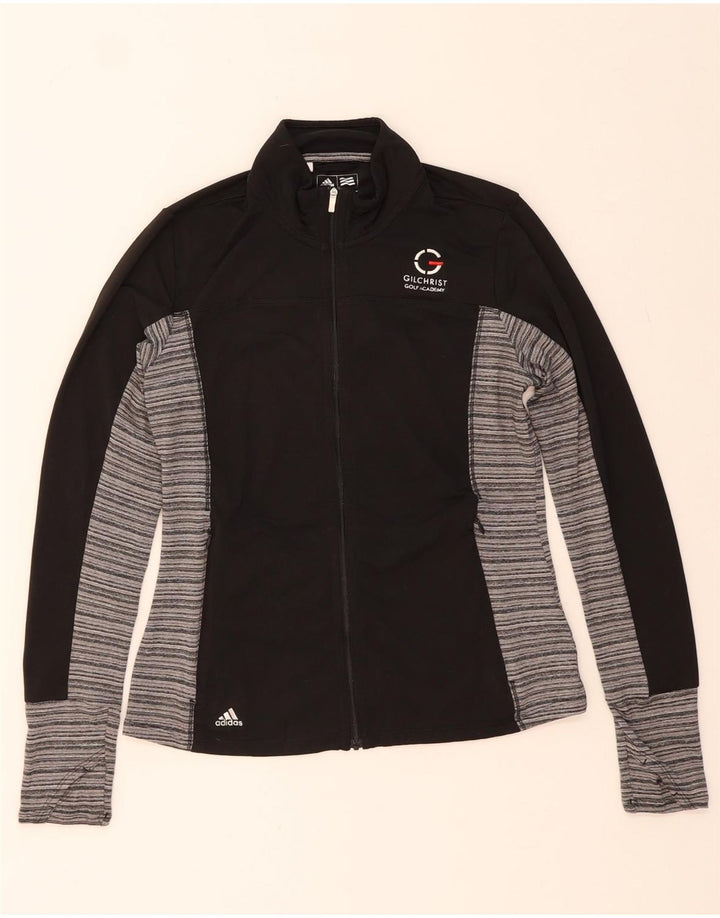 ADIDAS Womens Tracksuit Top Jacket UK 10 Small Black Striped Polyester Vintage Adidas and Second-Hand Adidas from Messina Hembry 