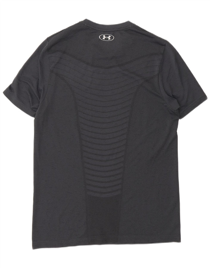 Maglietta Under Armour da uomo Heat Gear Top in poliestere a righe grigio medio