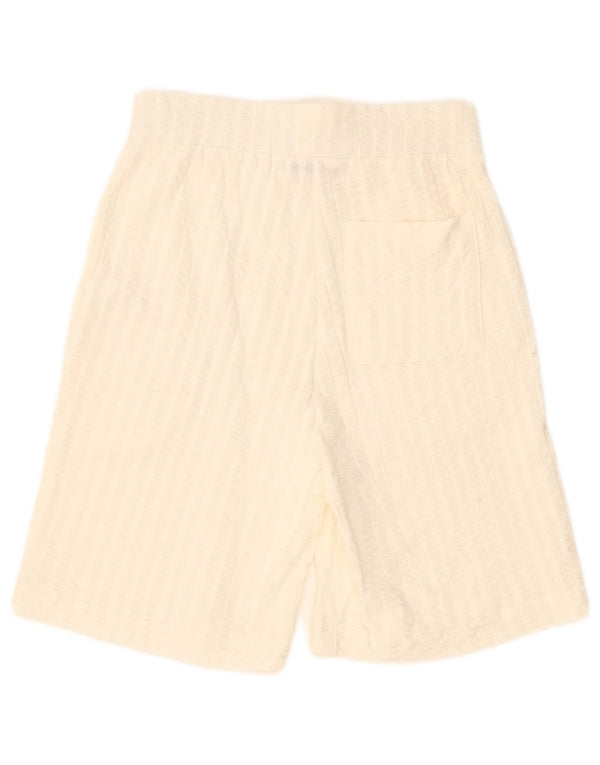 Pantaloncini sportivi da uomo Zara piccoli in cotone a righe bianco sporco