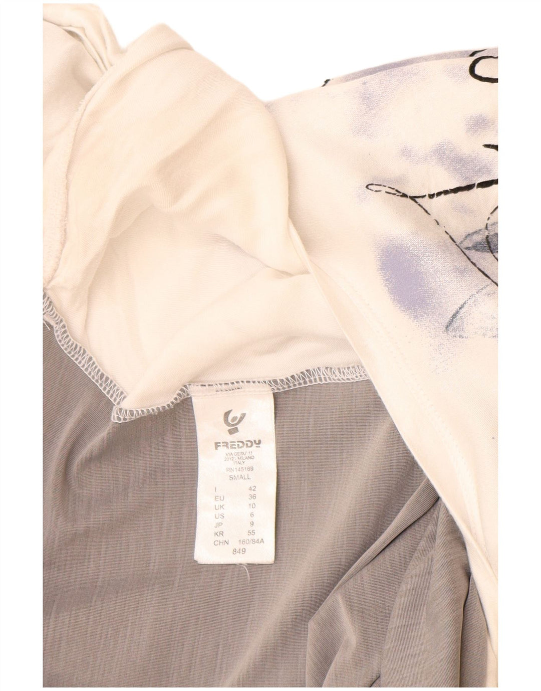 T-shirt grafica oversize da donna Freddy UK 10 Small White Colourblock