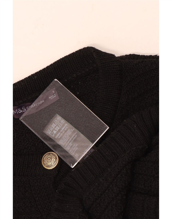 MARKS & SPENCER Maglione cardigan oversize corto da donna UK 10 piccolo nero