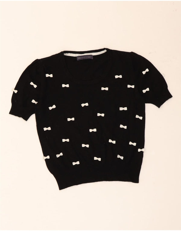 Marks & Spencer maglione corto con scollo a barca da donna UK 8 piccolo nero