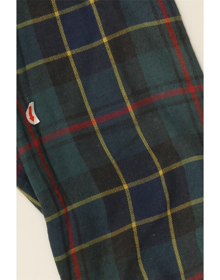 BENETTON Mens Flannel Shirt XL Green Check Cotton