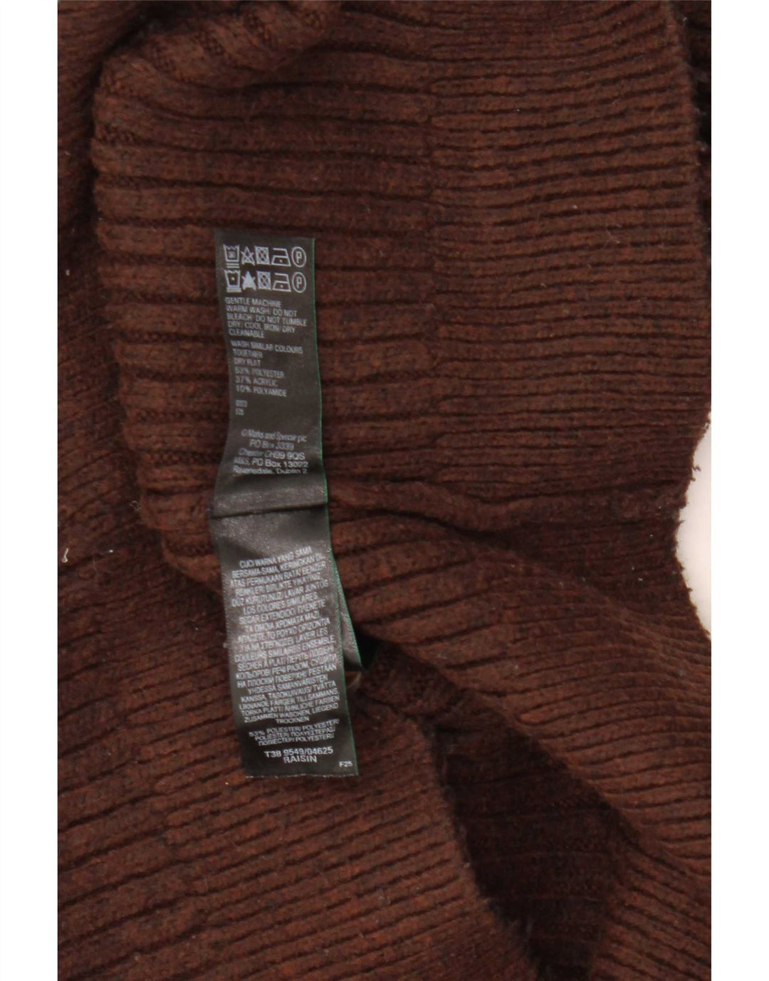 Maglione cardigan corto da donna Marks & Spencer UK 10 piccolo poliestere marrone