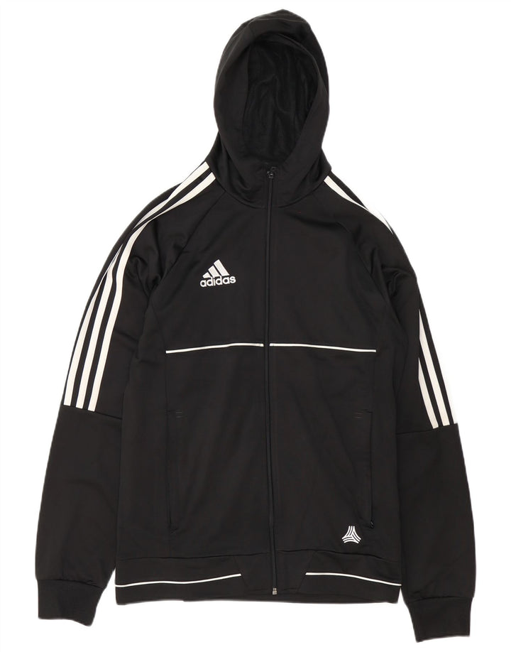 Giacca da ginnastica da uomo con cappuccio Adidas piccola in poliestere nero
