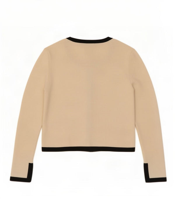 Maglione cardigan corto da donna Zara UK 12 Colorblock bianco medio