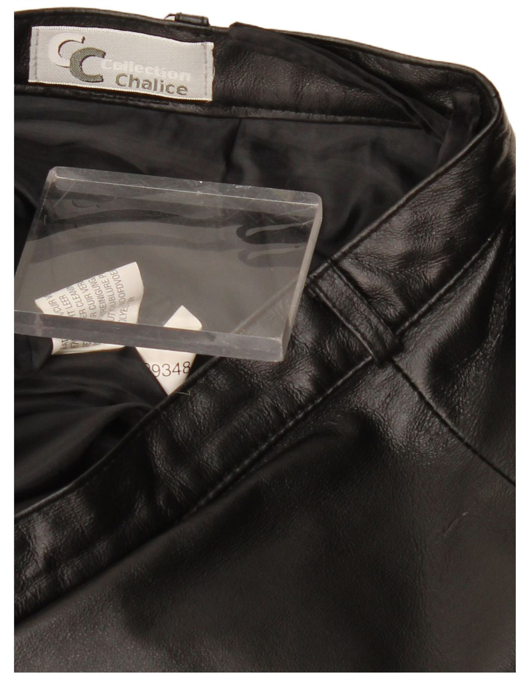 Gonna in pelle vintage da donna W28 in pelle nera media