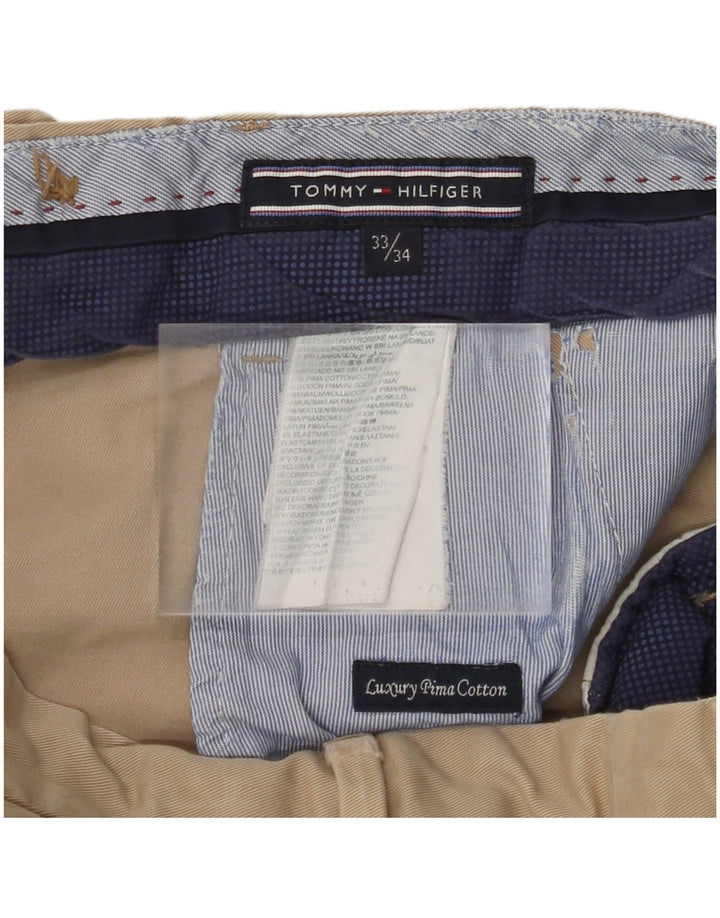 TOMMY HILFIGER Pantaloni chino skinny da uomo W33 L34 Cotone beige
