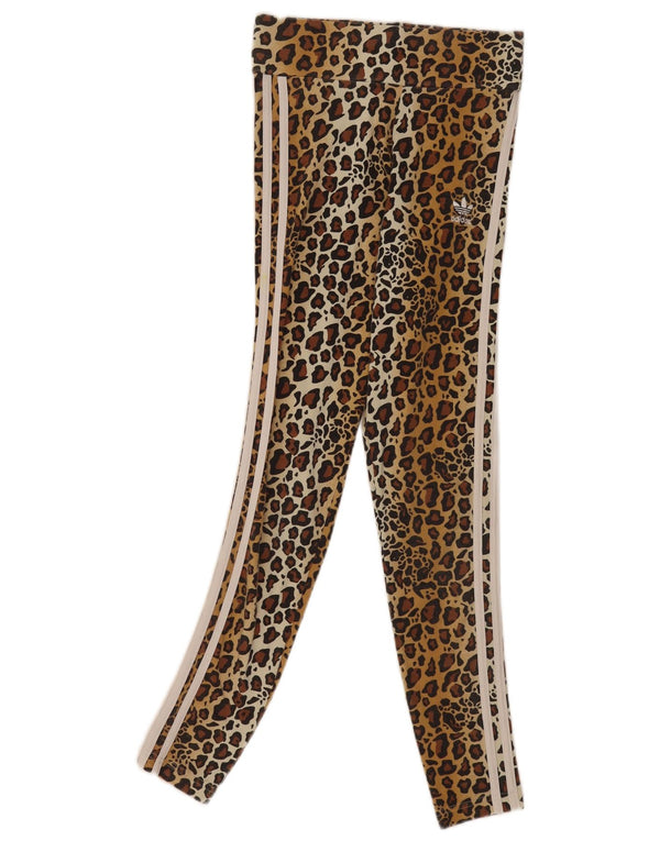 Leggings Adidas da donna UK 6 XS cotone con stampa animalier marrone