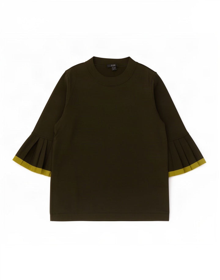 Cos Top da donna manica 3/4 UK 10 Small verde viscosa