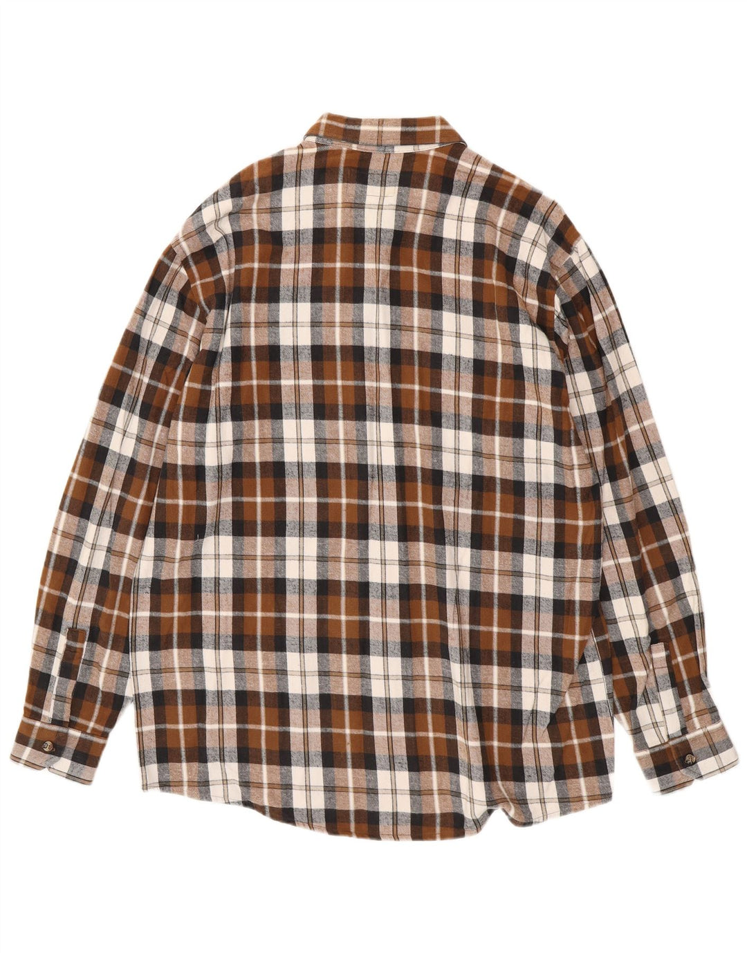 PROGETTO EUROPEO Camicia da uomo in flanella di cotone a quadri marroni grandi