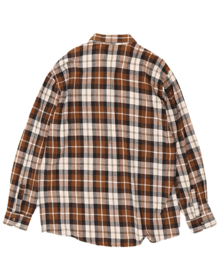PROGETTO EUROPEO Camicia da uomo in flanella di cotone a quadri marroni grandi