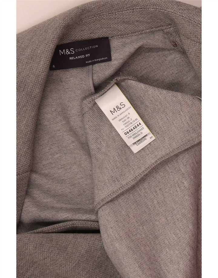 Giacca blazer dalla vestibilità rilassata da donna Marks & Spencer UK 6 XS poliestere grigio