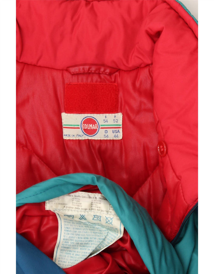 COLMAR Mens Padded Jacket IT 54 Large Blue Colourblock Polyamide Vintage Colmar and Second-Hand Colmar from Messina Hembry 