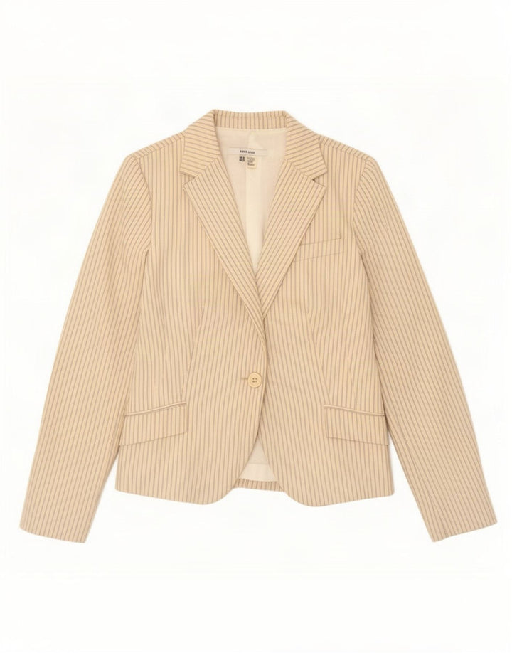Giacca blazer da donna a 1 bottone Zara UK 12 Cotone a righe beige medio