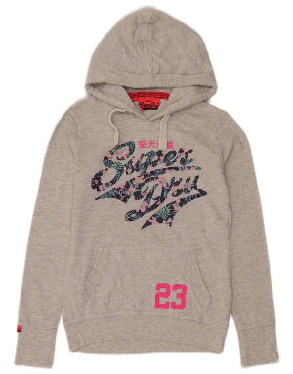 Felpa con cappuccio grafica da donna Superdry UK 6 XS cotone grigio