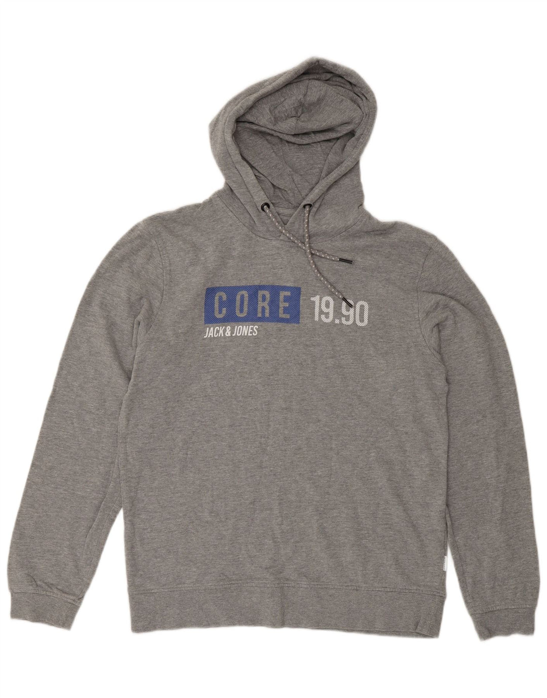 Maglione con cappuccio grafico da uomo Jack & Jones in cotone chiazzato grigio medio