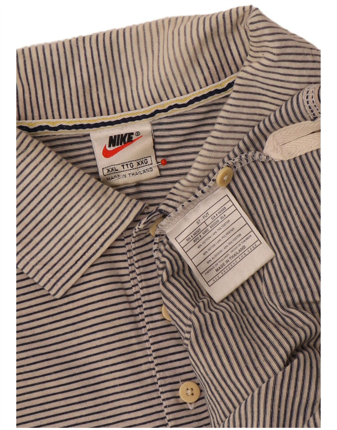 Polo Nike da uomo 2XL in cotone a righe grigie
