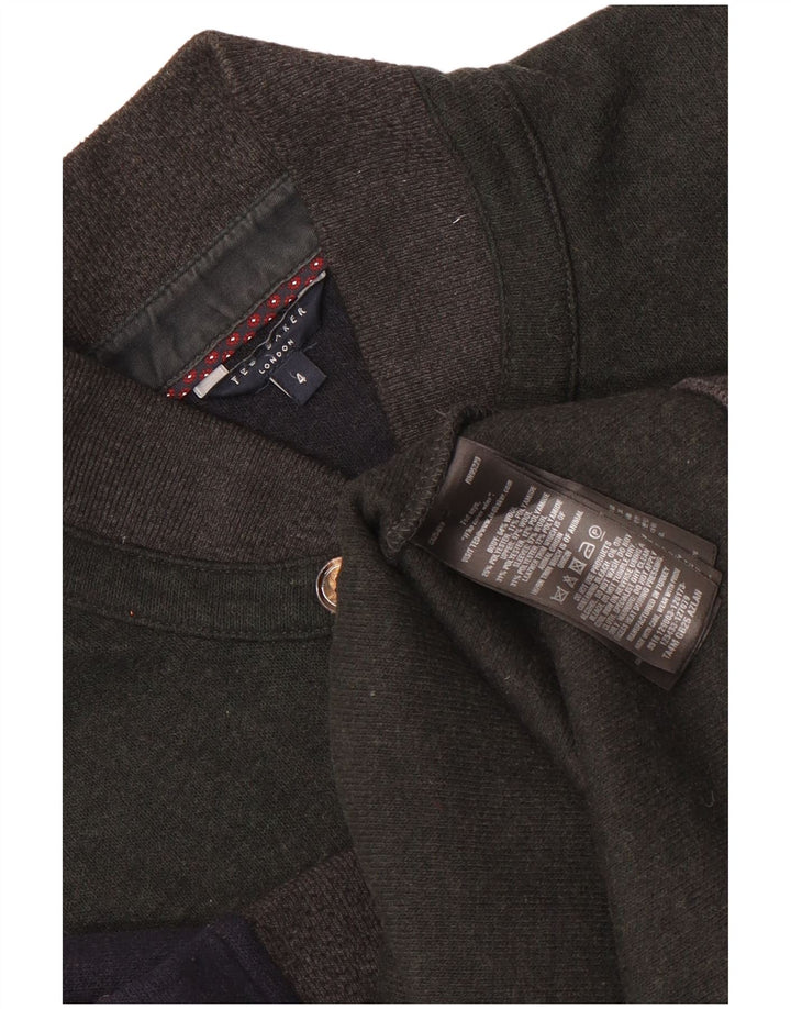 Giubbotto bomber da uomo Ted Baker taglia 4 grande in lana color block blu navy