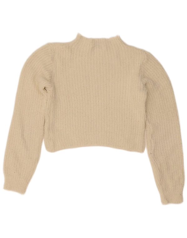 Maglione corto da donna Zara con collo dolcevita UK 10 piccolo poliestere bianco sporco