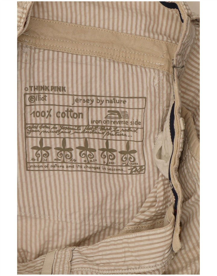 Pantaloncini cargo da uomo Think Pink W32 in cotone a righe beige grandi