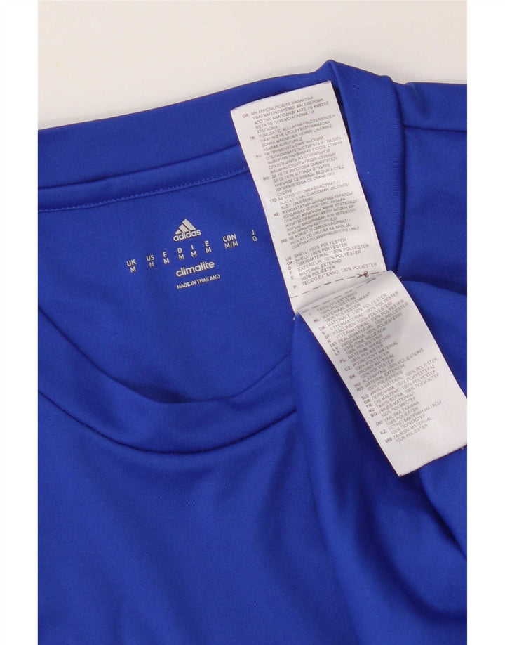 T-shirt Adidas Climalite da uomo Top in poliestere blu medio