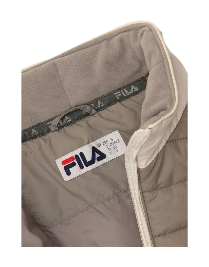 FILA Womens Padded Jacket UK 10 Small Grey Colourblock Polyamide Vintage Fila and Second-Hand Fila from Messina Hembry 