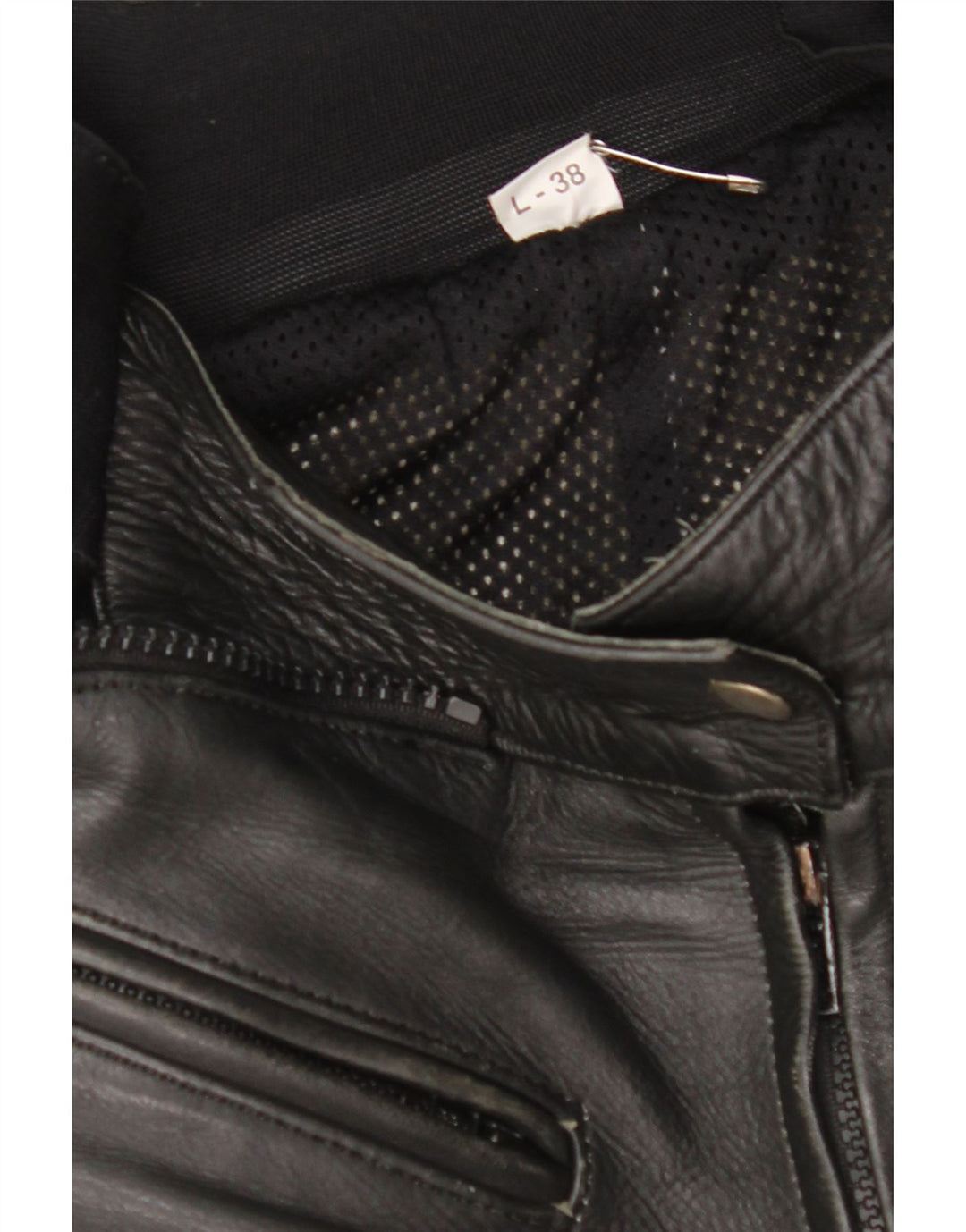 Pantaloni da donna VINTAGE EU 38 Medio W28 L27 Pelle color block nera