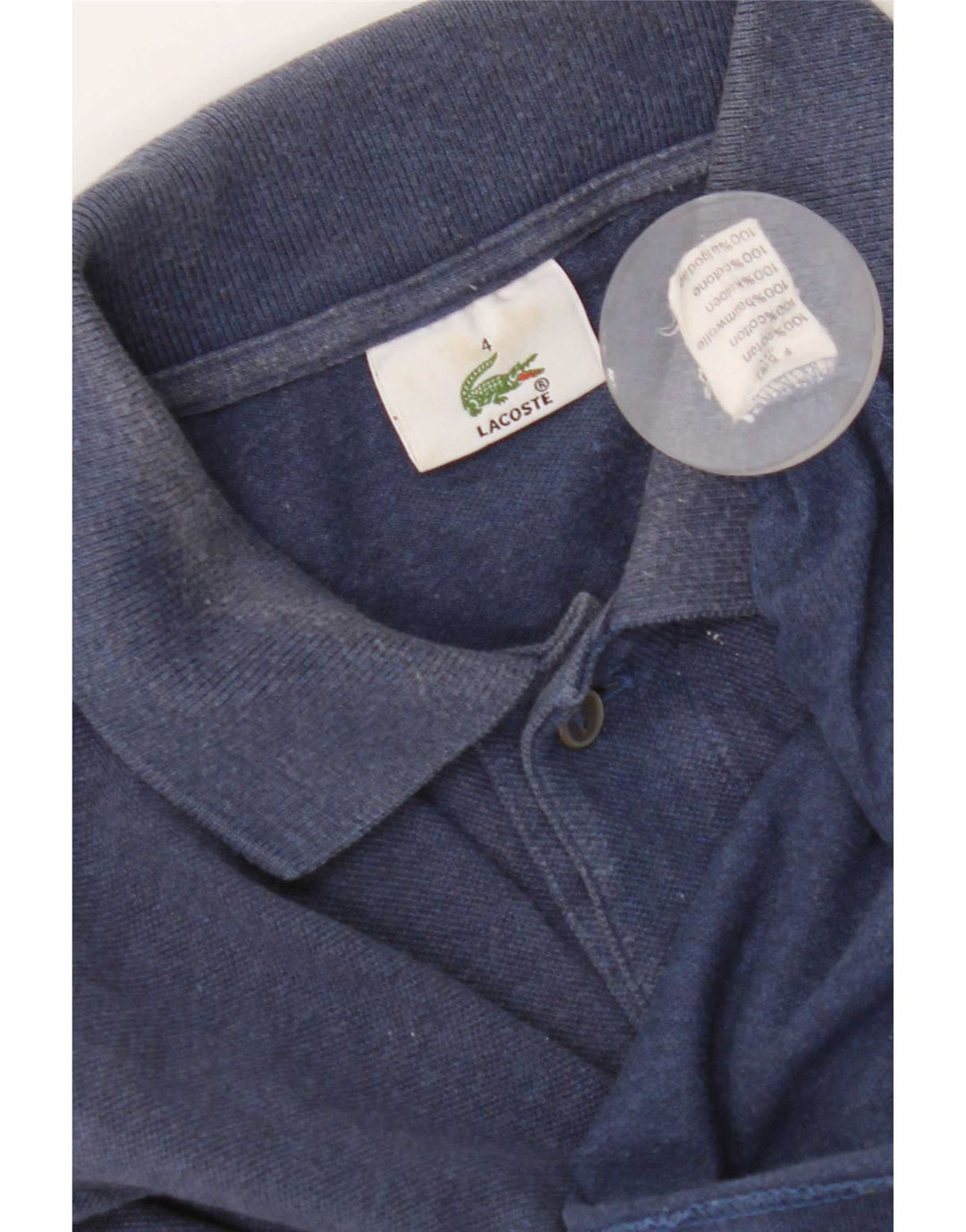 Polo da uomo a maniche lunghe Lacoste taglia 4 in cotone blu medio