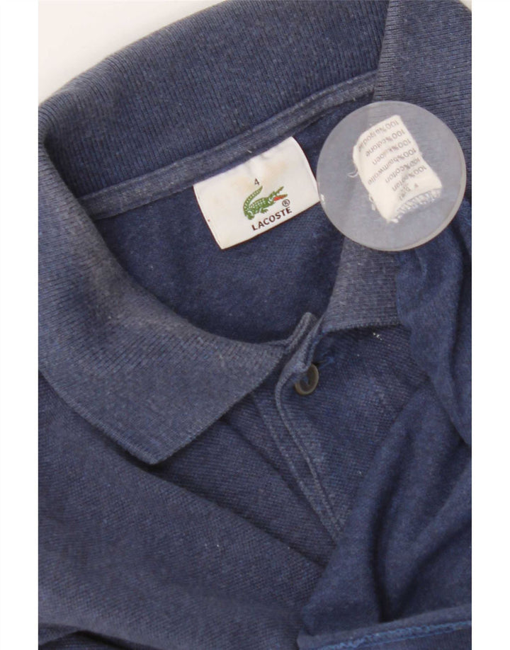 Polo da uomo a maniche lunghe Lacoste taglia 4 in cotone blu medio