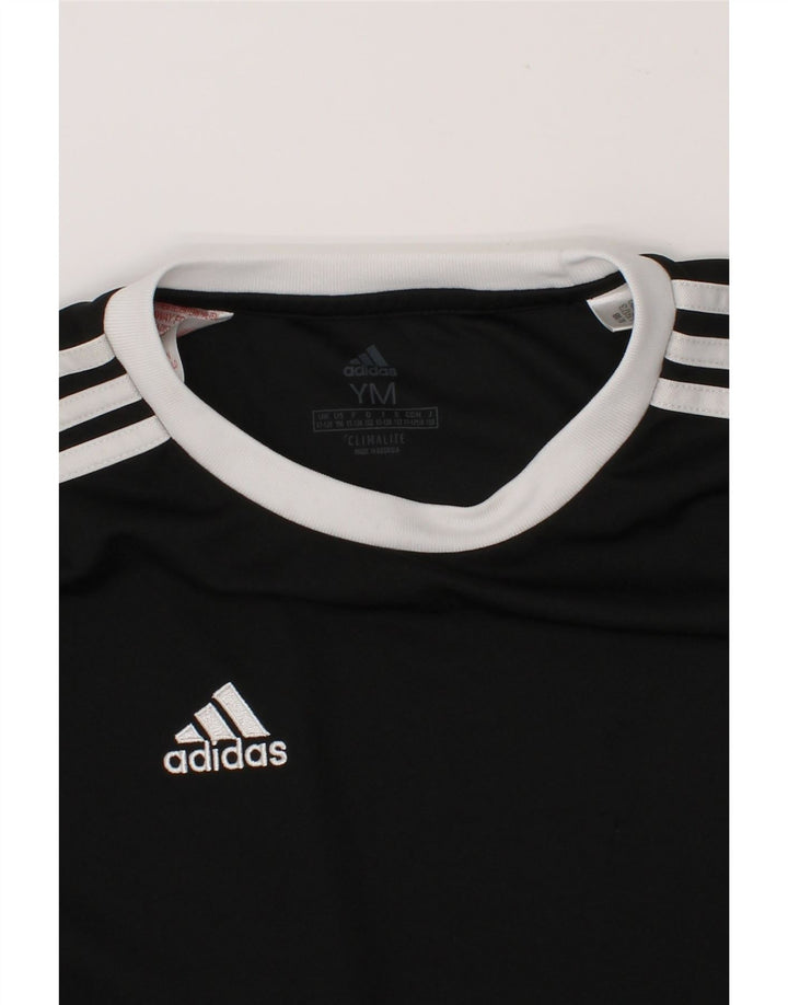 ADIDAS Boys Climalite T-Shirt Top 11-12 Years Medium Black Polyester Vintage Adidas and Second-Hand Adidas from Messina Hembry 