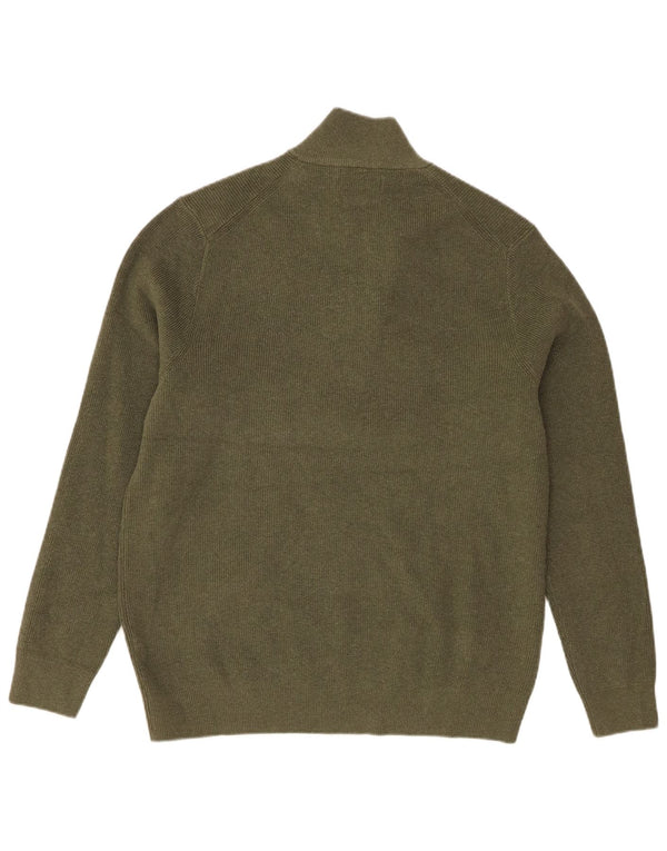 Maglione da uomo Marks & Spencer con zip e collo grande in poliestere verde