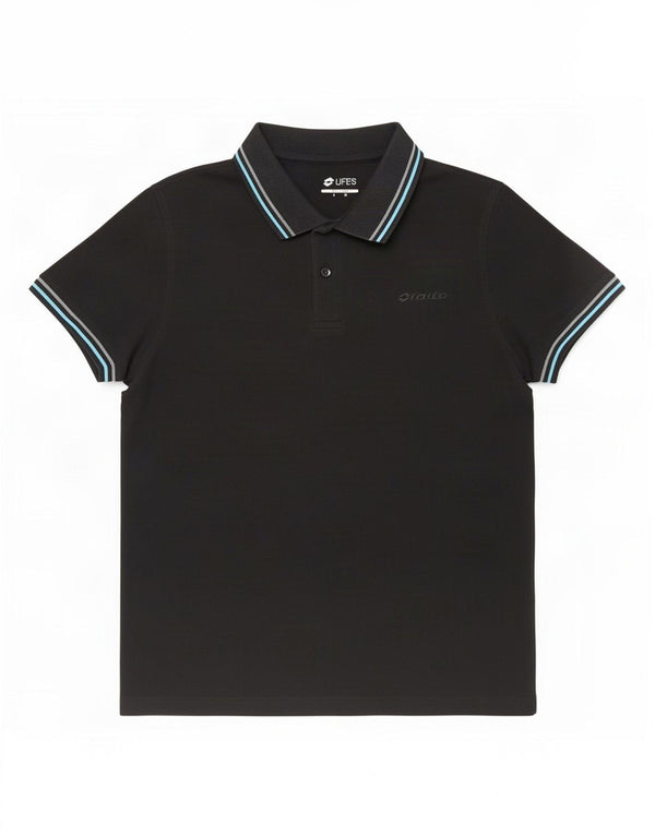 Polo da uomo Lotto Life a righe medie nere