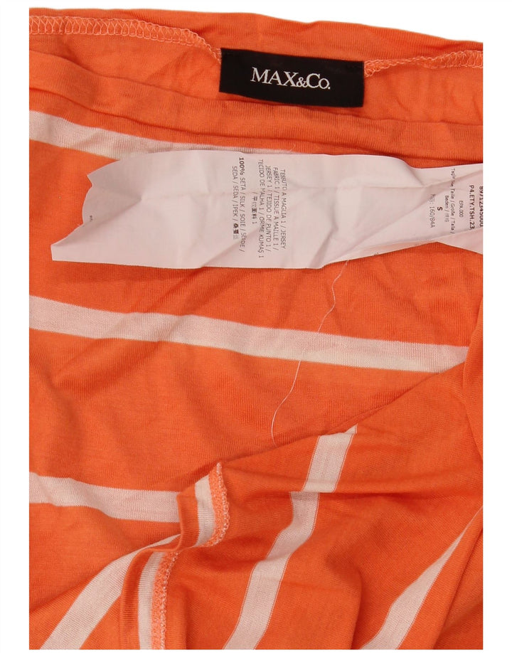 Max & Co. Top da donna manica 3/4 UK 10 piccola seta a righe arancioni