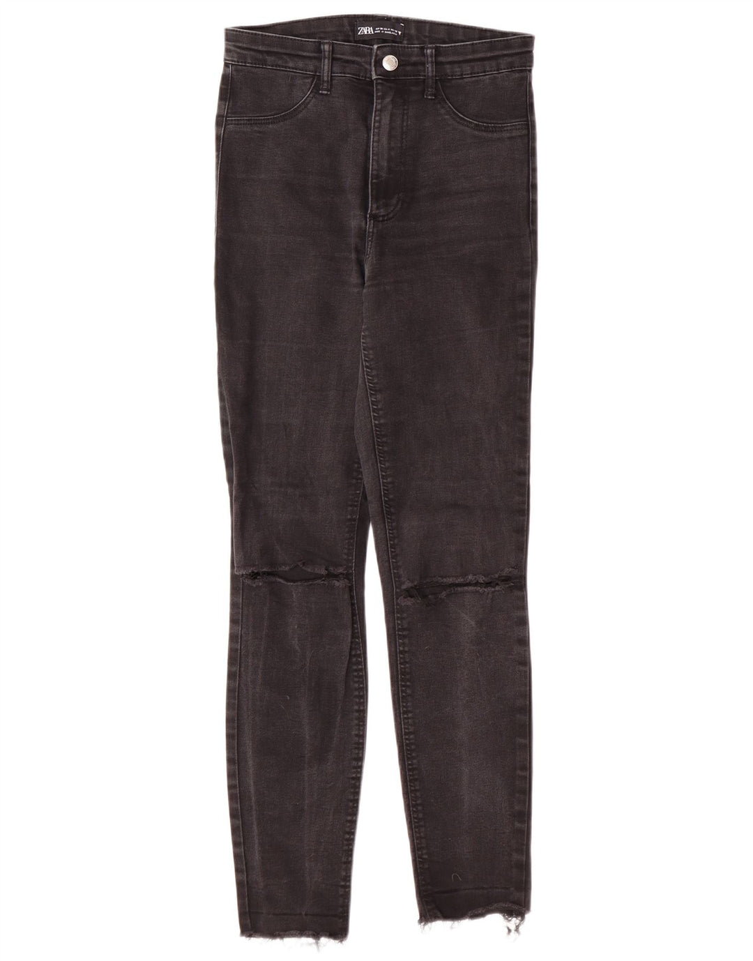 Jeans skinny effetto invecchiato da donna Zara EU 36 XS W26 L27 Nero moderno