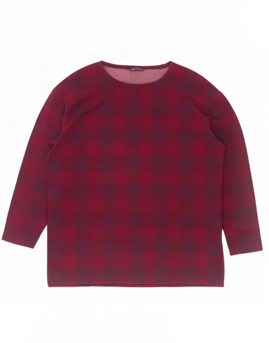 Camicetta a maniche lunghe da donna Marks & Spencer Top UK 20 2XL Borgogna a quadri